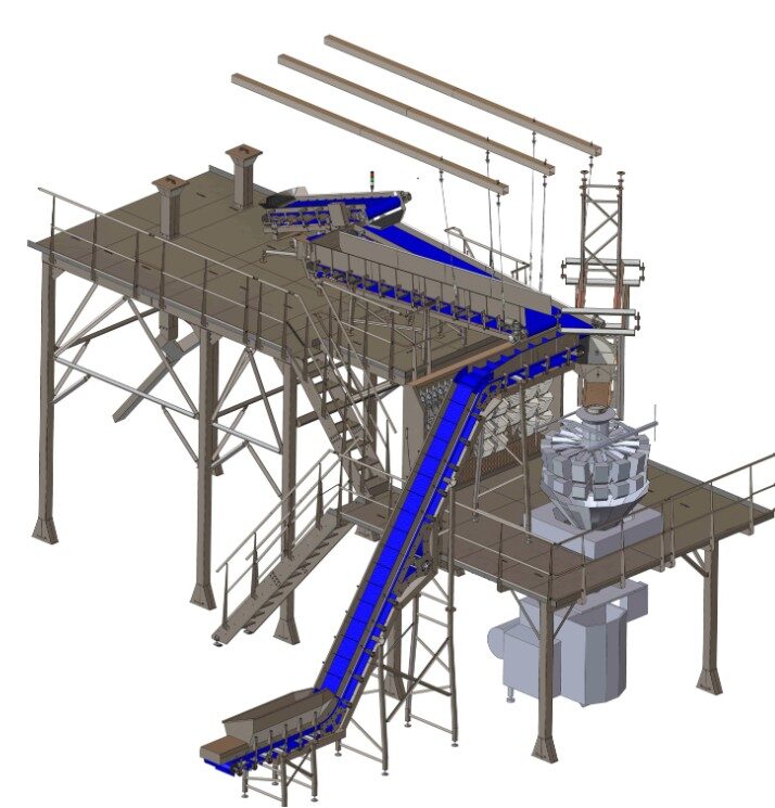 Система за транспорт, буфериране и опаковане на замразени продукти (nuggets)