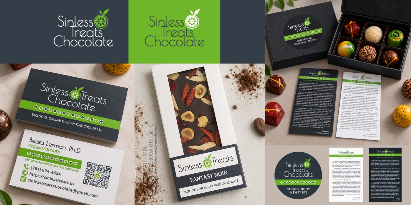 Sinless Treats Chocolate — бранд идентичност и дизайн на етикети